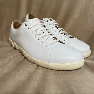 Cole Haan White Leather Men's Grand Crosscourt sneakers.